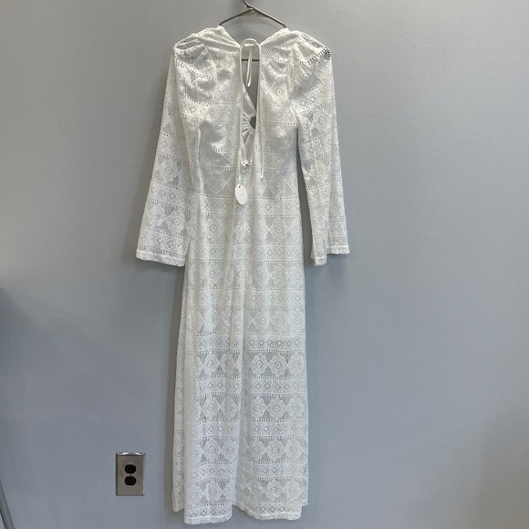 En Creme Long Sleeve Lace White Maxi Dress - Large - NWT - Picture 3 of 6
